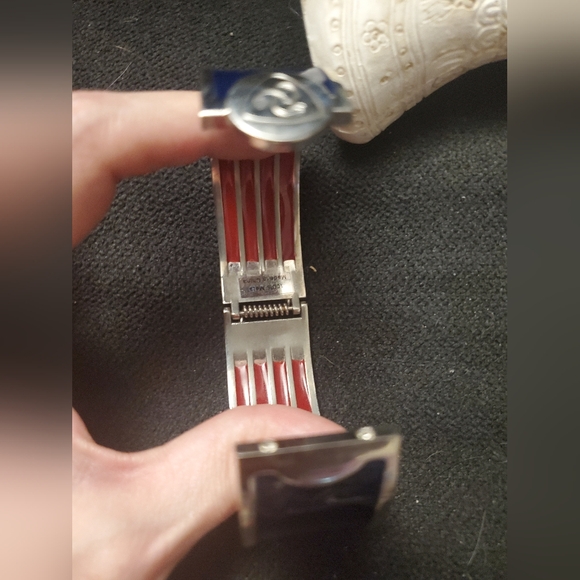 NWOT Blue and red metal bangle bracelet unique piece!! - Picture 3 of 3